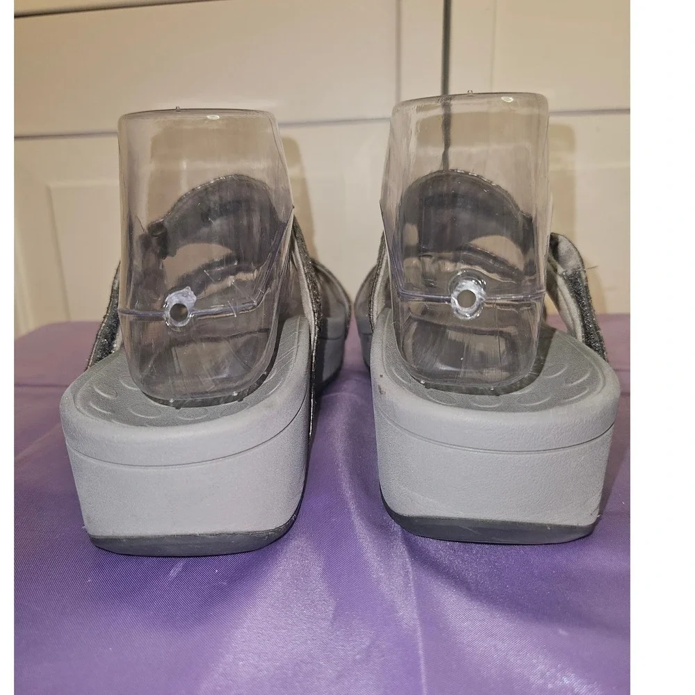 Vionic Ellie Metallic Snake Pewter Platform Sandals Womens 8 Orthotic Wedge
